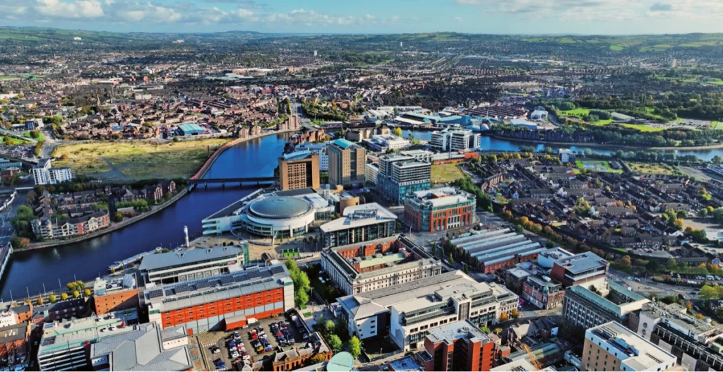 Aerial photo of Belfast Cityscape